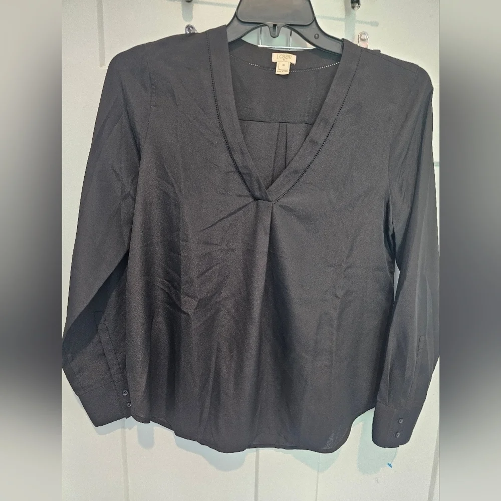 J.Crew Black Long Sleeve V-Neck Blouse – Size Medium